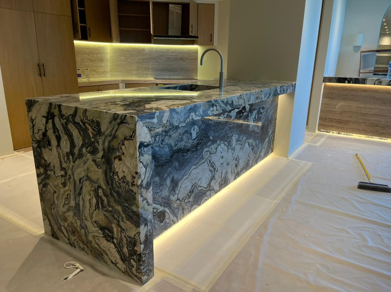 Marble Kitchen Island – Bespoke Joinery project by Creative Dimension, UAE